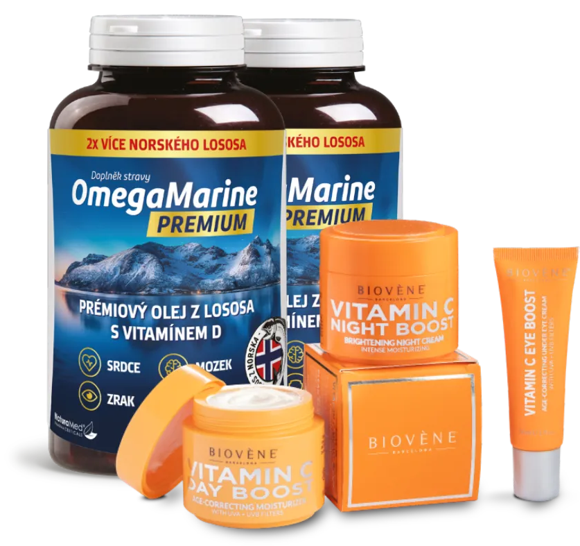 Balení dvou OmegaMarine PREMIUM a kávovar
